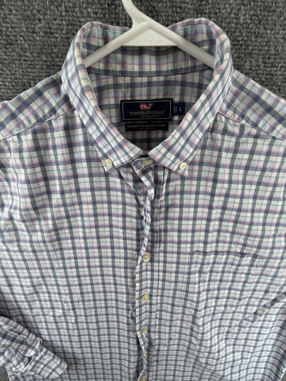 Vineyard Vines Classic Fit Murray Check Cotton Button-Down Large Pink, Blue Men
